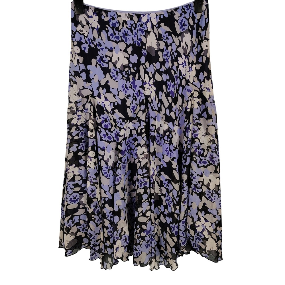 Womens 1X Newsworth Floral Midi Skirt Purple Chiffon Y2K Cottagecore Boho
